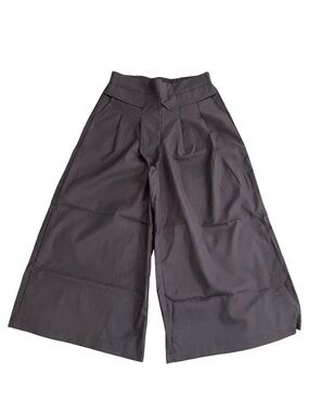 Mumianxiu Black Wide Leg Cropped/Capri Pants Size L Elastic Waist Pull-On